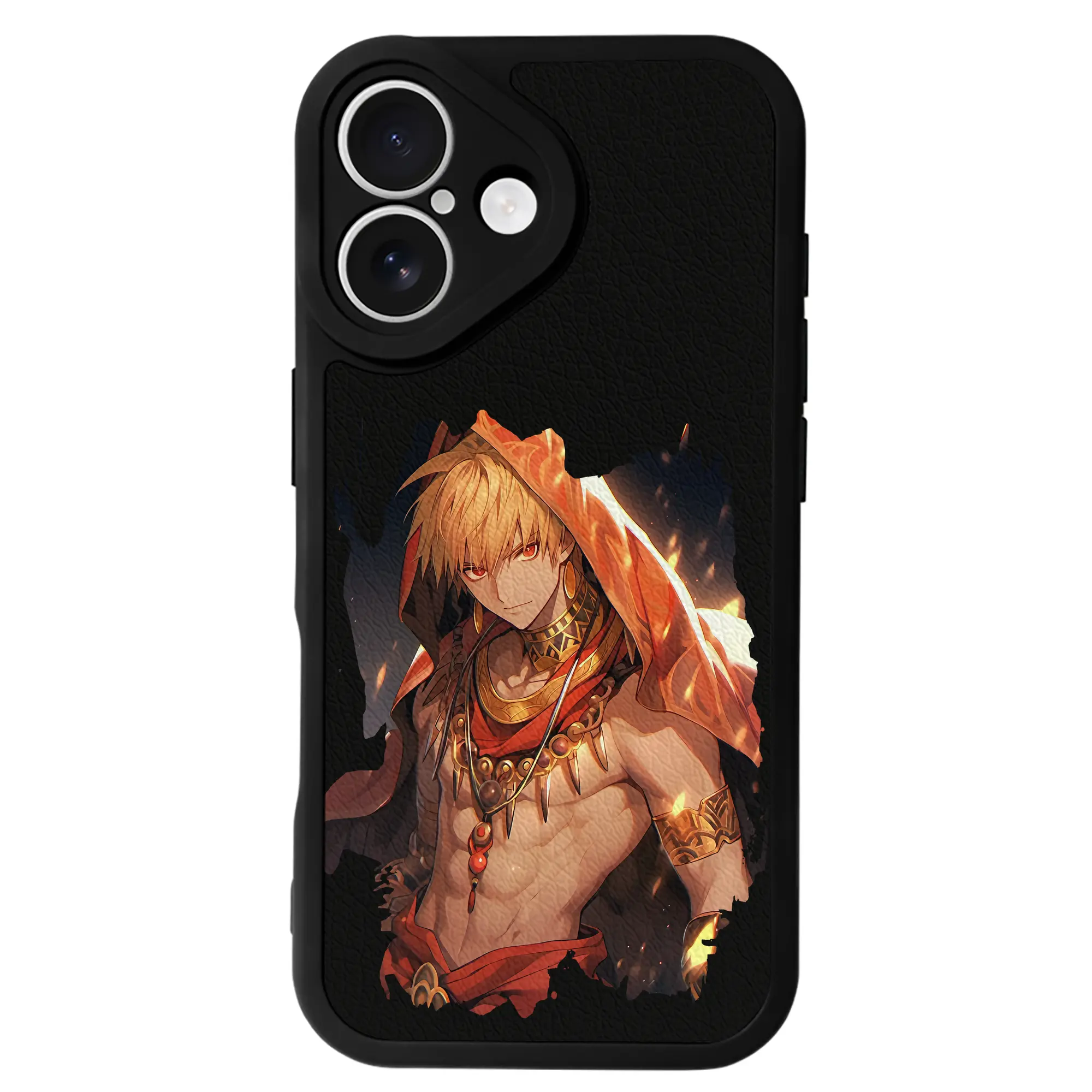 FGO グッズ,ギルガメッシュ - IPhone 16シリーズ対応 ・ シリコンスマホケース ・ レザー調 ・ 高精度フィット ・ 耐衝撃 ・ ワイヤレス充電対応 ・ 精密カット